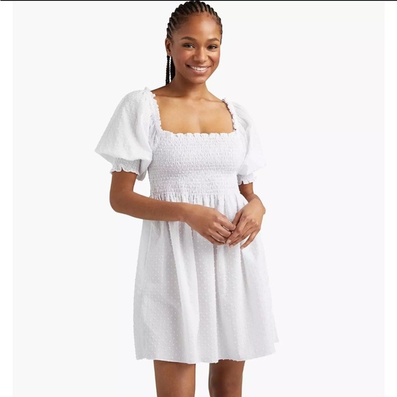 Hill House Home Athena Nap Dress White Swiss Dot - Picture 1 of 4